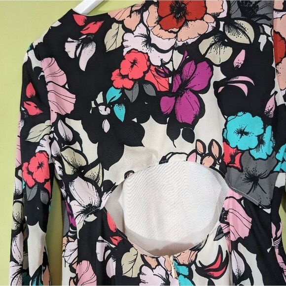 Express Dress floral spring sheath dress long sleeve multicolor bright 4 - Picture 5 of 8